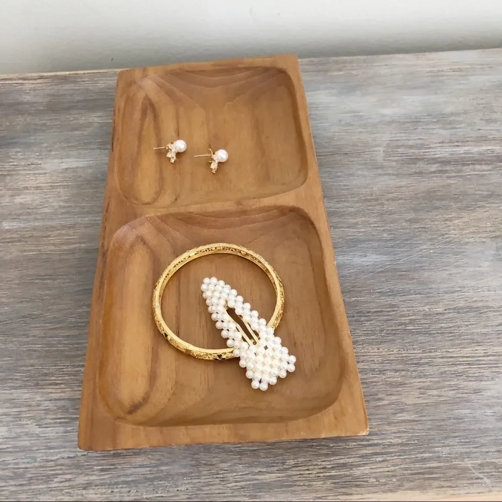Vintage hand carved Teakwood trinket tray